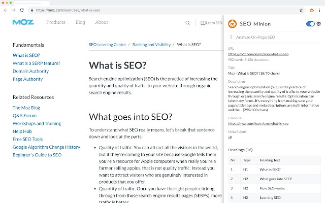 seo minion extensiones SEO para Chrome